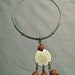 70s Silver Hippie Torque Ring Necklace / Choker with Coin and Amber Beads