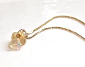 Ethiopian Opal Cluster Pendant Trillion Gold Vermeil Box Chain Necklace October Birthstone 18" Fizz Candy