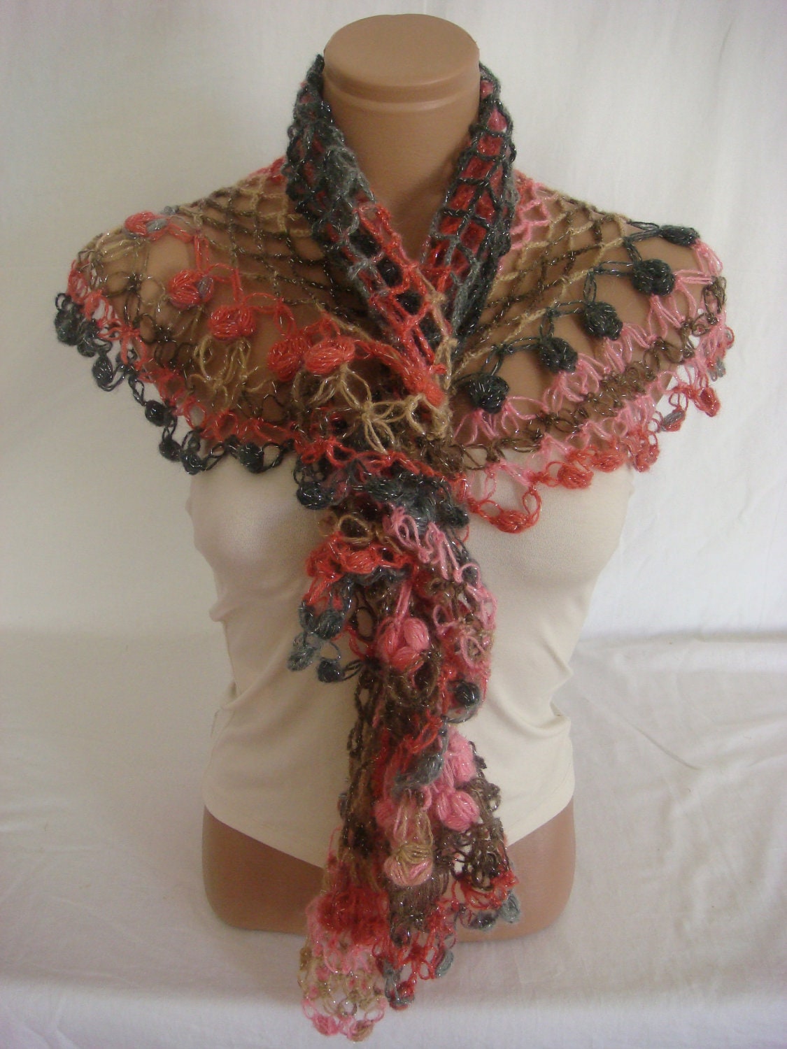 Valentine's Day discount Crocheted multicolor elegant triangle magic shawl,gift by Arzu's Style