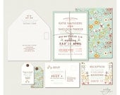 FLORAL WEDDING INVITATIONS - Printable Designs - Mint Green Pink - Modern Graphic Print