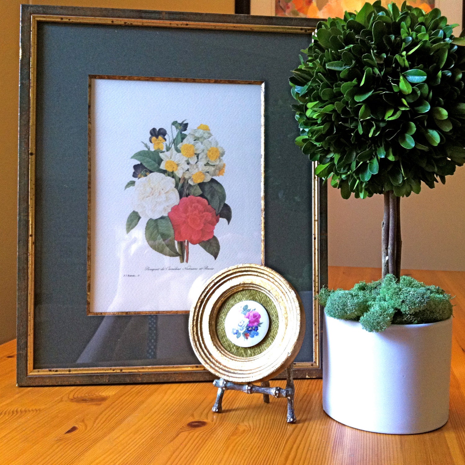 French Floral Botanical Print - Framed in glass with matting