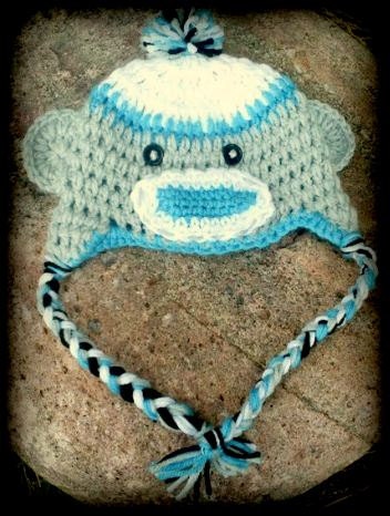 Boy Crocheted Sock Monkey Hat