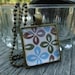 Blue, Brown, Green Flowers Glass Tile Pendant