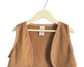 Brown Flannel Children Vest / Children Clothing / Kids Clothing  / Vest With Stitched Brown Ribbon Finish