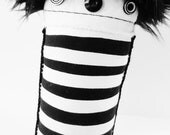 OOAK Black and White Stripe Plush Art Doll Modern Soft Sculpture Plush Plushie - polkadottydoll - FREE SHiPPiNG (Canada & US)