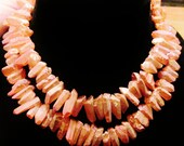 Peach Orange Gold Quartz Raw Faceted Double Strand Large Stick Chunky Statement Necklace Ready to Ship Christmas Gift