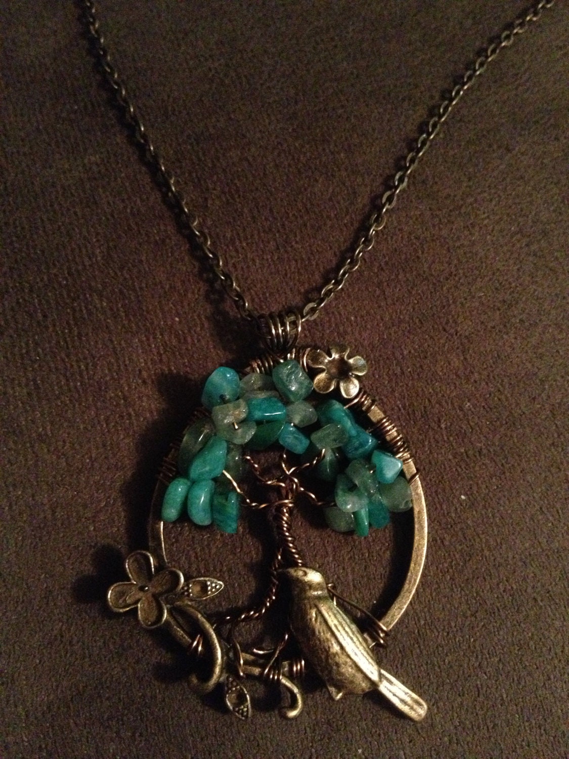 Aventurine of Life of Life --Handmade Jewelry Pendant Locket Celtic Goth Spirit Gemstones Wire Wrapped Trees Custom by Just4FunDesign