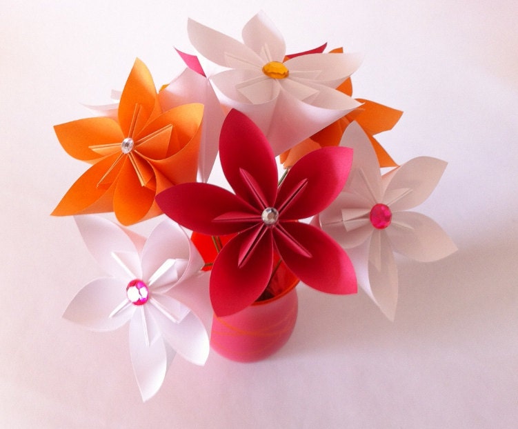 Pink Bouquet, Paper Bouquet, Paper flower bouquet, Origami bouquet, Pink origami, Pink orange bouquet, birthday bouquet