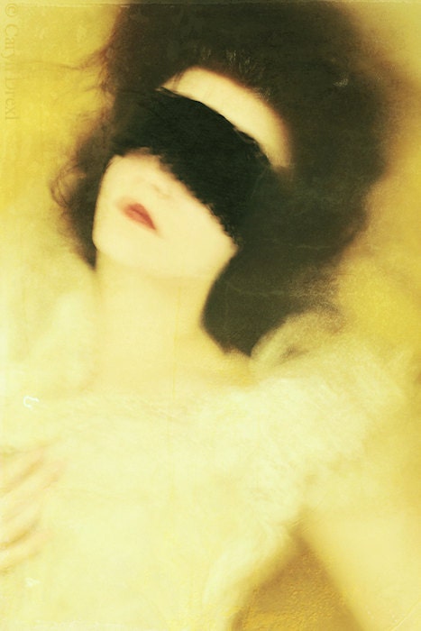 A Watery End - FREE SHIPPING - Print Water Blind fold Orange Black Yellow Sinking Floating Lace Vintage Surreal Girl Photo Art Portrait