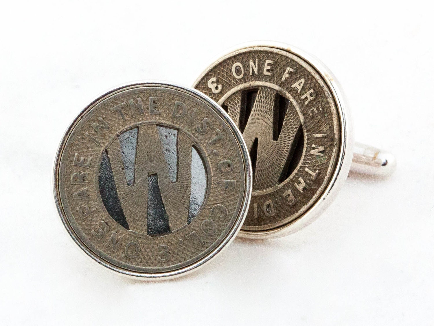 Washington DC Railway Token Cufflinks Sterling Silver Edition