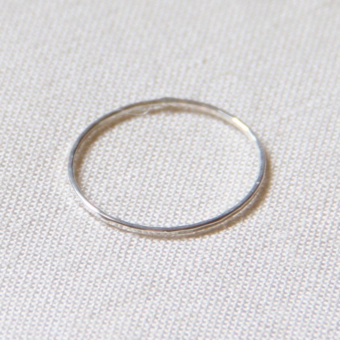 Thread of Silver - Tiny Halo Hammered Stack Ring - Delicate Jewelry - Finger Tip Ring