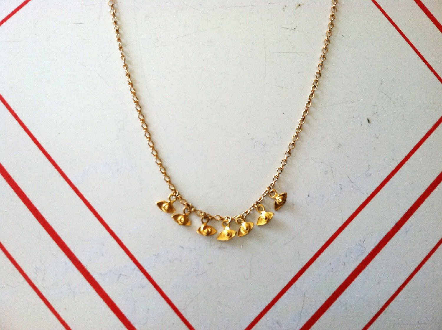 Gold Plated Evil Eye Charm Necklace on Brass Chain