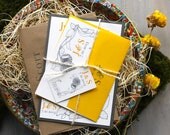 Vintage Yellow - Boho Wedding Invitations, Yellow, Ivory Twine, Brown Kraft - Purchase for a Sample