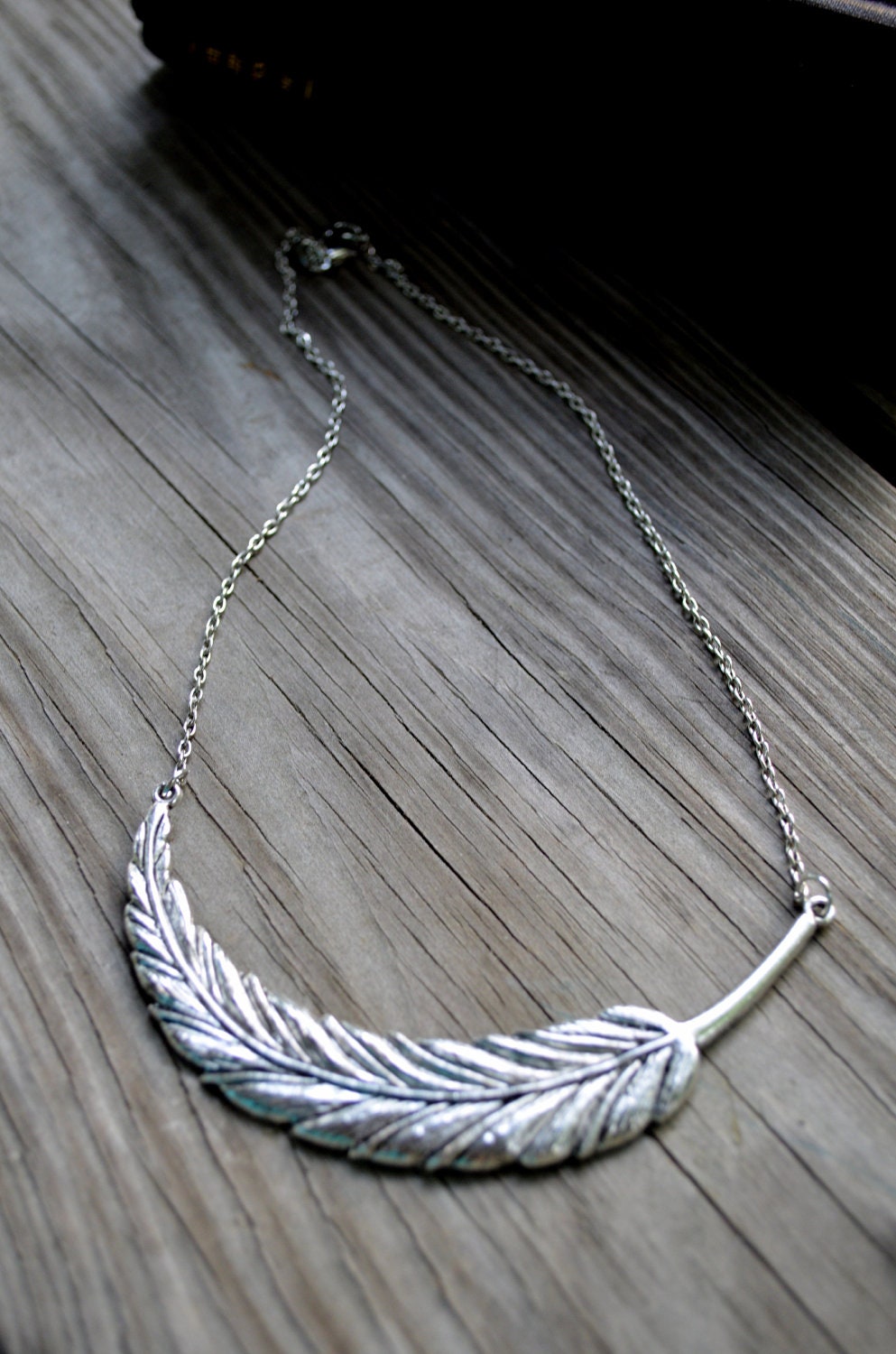 Feather Necklace - Antique Silver - Metal - Winter Fashion - Women - Teens - Boho - Gifts Under 25 - Gift