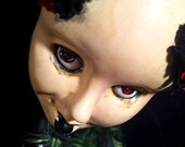 A D U L T..."Beelzebubby"... large handmade kiln fired ooak "naughty no knickers"  reliquary baby demon