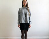 SALE Victorine Blouse - Dove Grey Raw Silk XS