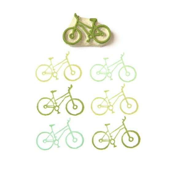 Cyclist's Bicycle Stamp - Rubber Stamp - Cling Rubber Stamp - creatiate