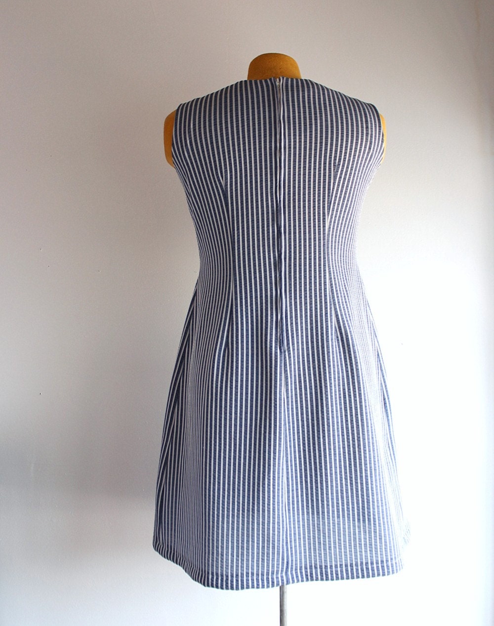 large / XL octopus dress - vintage 60's womens applique upcycled clothing - striped shift
