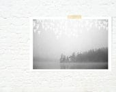 Geometric triangles landscape lake print nature art black and white - good morning lake