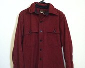 RED WOOL SHIRT / Thick Vintage Eddie Bauer Hunting Winter Coat / Mens Large