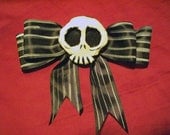Nightmare Before Christmas Satin Bow with Glow in the Dark Skull Haunted Mansion