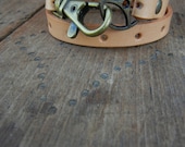 Leather Wrap Bracelet in Natural leather with brass buckle and lobster clasp
