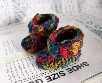 Baby Booties.Crocodile stitch. Merino Alpaca blend. Baby shoe size range 1-3.