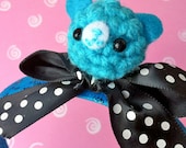 Blue Headband with Amigurumi Blue Bear on Polka Dot bow