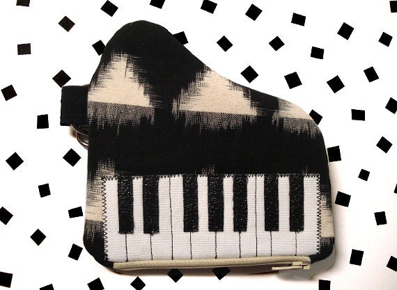 The Baby Grand- Black & Off-White Piano Pouch w/Hand Strap