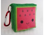 Toy Keychain, Stuffed Toy, Kawaii Print, Carabiner - Yummy Watermelon - Ships June 1st, 2013