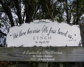 CUSTOM NAME SIGN with Religious Quote, Personalized Name Sign, Vintage Wedding Sign, 30 x 12