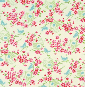 Sugar Hill by Tanya Whelan  / Birdy in Ivory  /1 Yard  Cotton Quilt Fabric