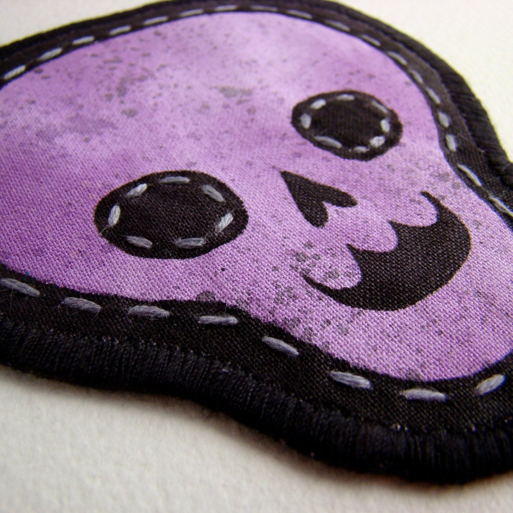Hand Painted Fabric Patch -Purple with grey spatter-