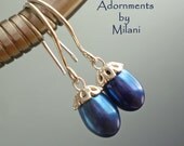 Navy Blue Earrings Pearl Matching Set Beaded Bridesmaids Colonial Blue