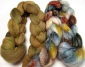 Ply Party 'Putty' and 'London Fog'- 4 oz spinning fiber combo combed top roving