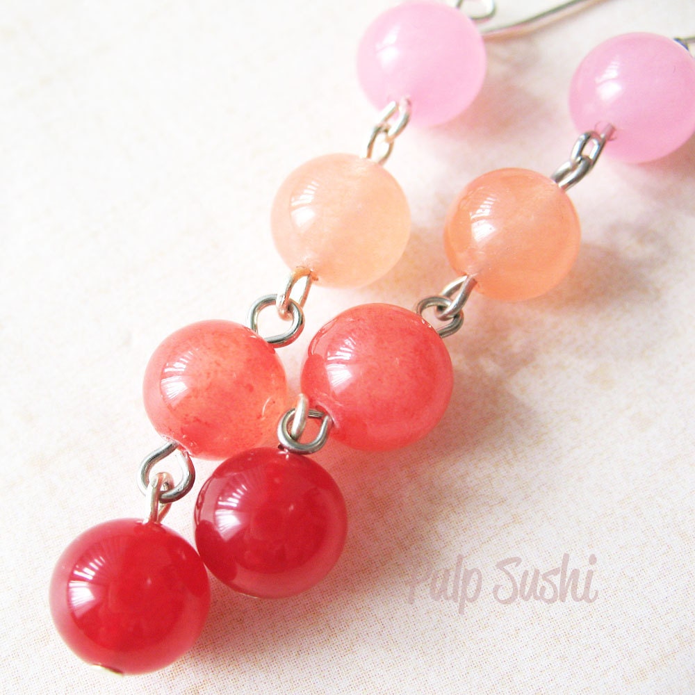 Breast Cancer Awareness - Passionfruit Candy Jade Earrings - Pink - Gifts Under 15.00 - pulpsushi