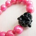 Pink and Black Happy Buddha Beaded Bracelet - Buddhism Zen