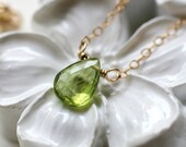 Peridot Necklace, August Birthstone, 14k fill gold chain, August Birthday, Dainty Faceted Gemstone Necklace, Simple, Solitaire Necklace