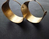 Hammered Wide Brass Hoops