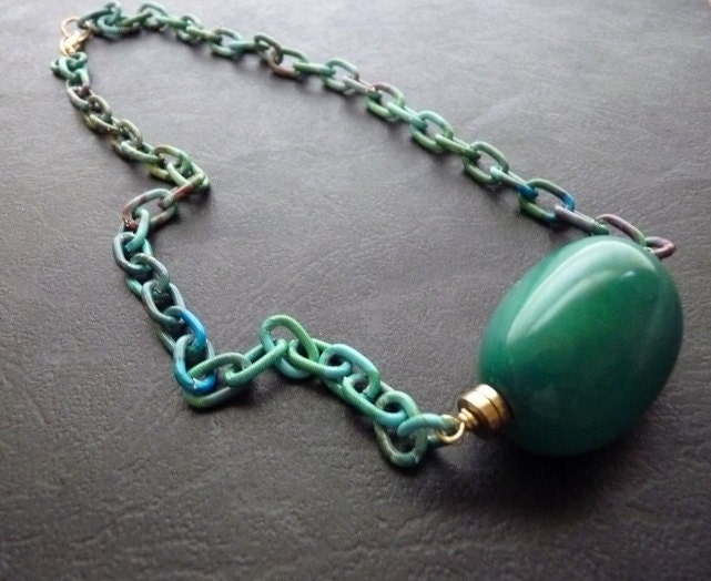 Aqua Blue Tagua and Blue Multi-colored Chain SALE