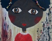 8x10 Original  Beaded Puffs Character Art