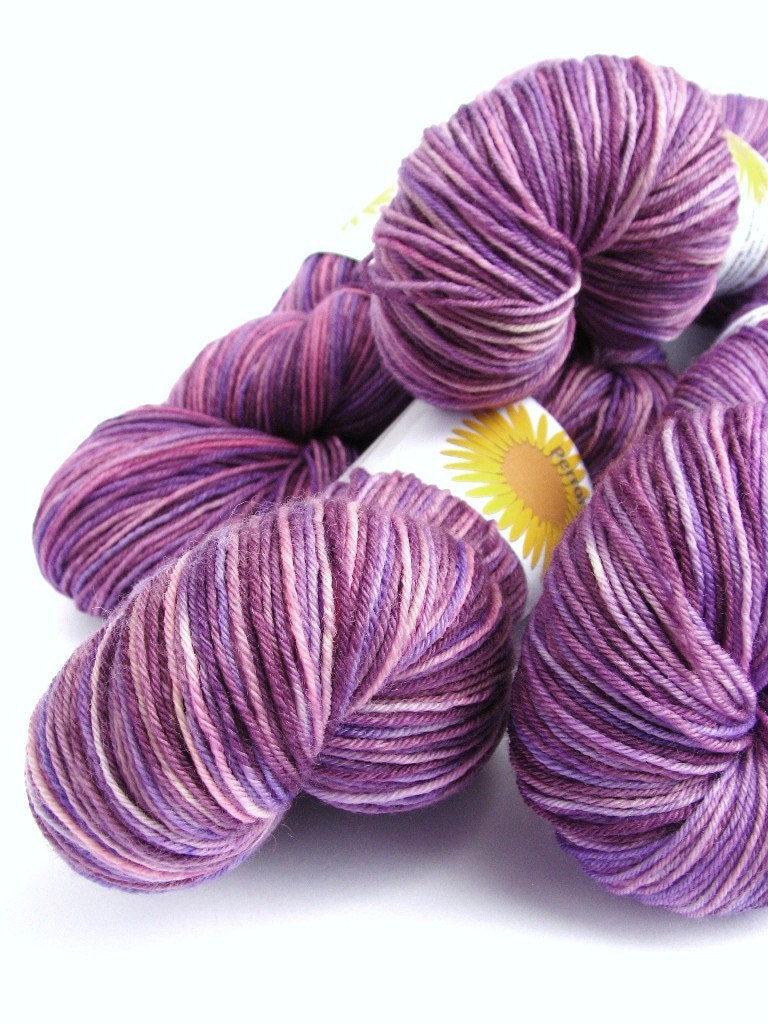 Purple 4ply wool, fingering, sock, hand dyed superwash merino wool, Perran Yarns, 100gram Buddleia, knitting crochet - SixSkeins