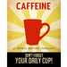 Coffee Art Print Poster 11x14 Caffeine Art, Vintage Style Art Propaganda Art, Cafe Print, Kitchen Art, Coffee Mug, Geeky Art, Retro Mug