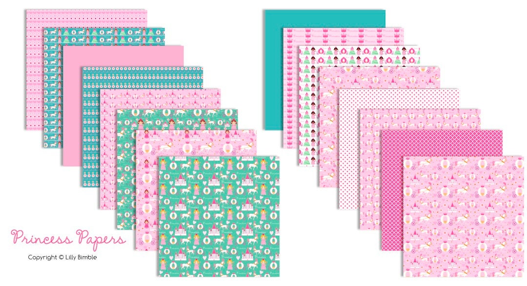Instant download digital princess papers for scrapbooking, birthdays, castle, kingdom Il_570xn