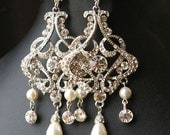 Chandelier Wedding Bridal Earrings, Vintage Style Statement Wedding Earrings, Crystal Chandelier Earrings, ALESSANDRA