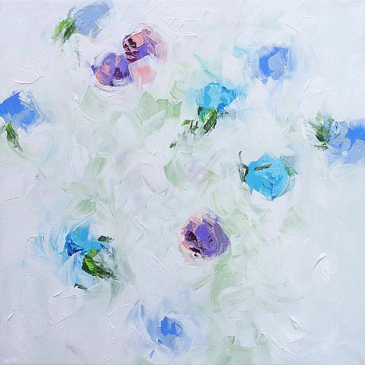 MOVING SALE - Abstract Floral Painting Impressionist Art Landscape Surreal Flowers Acrylic Painting on Canvas by Linda Monfort