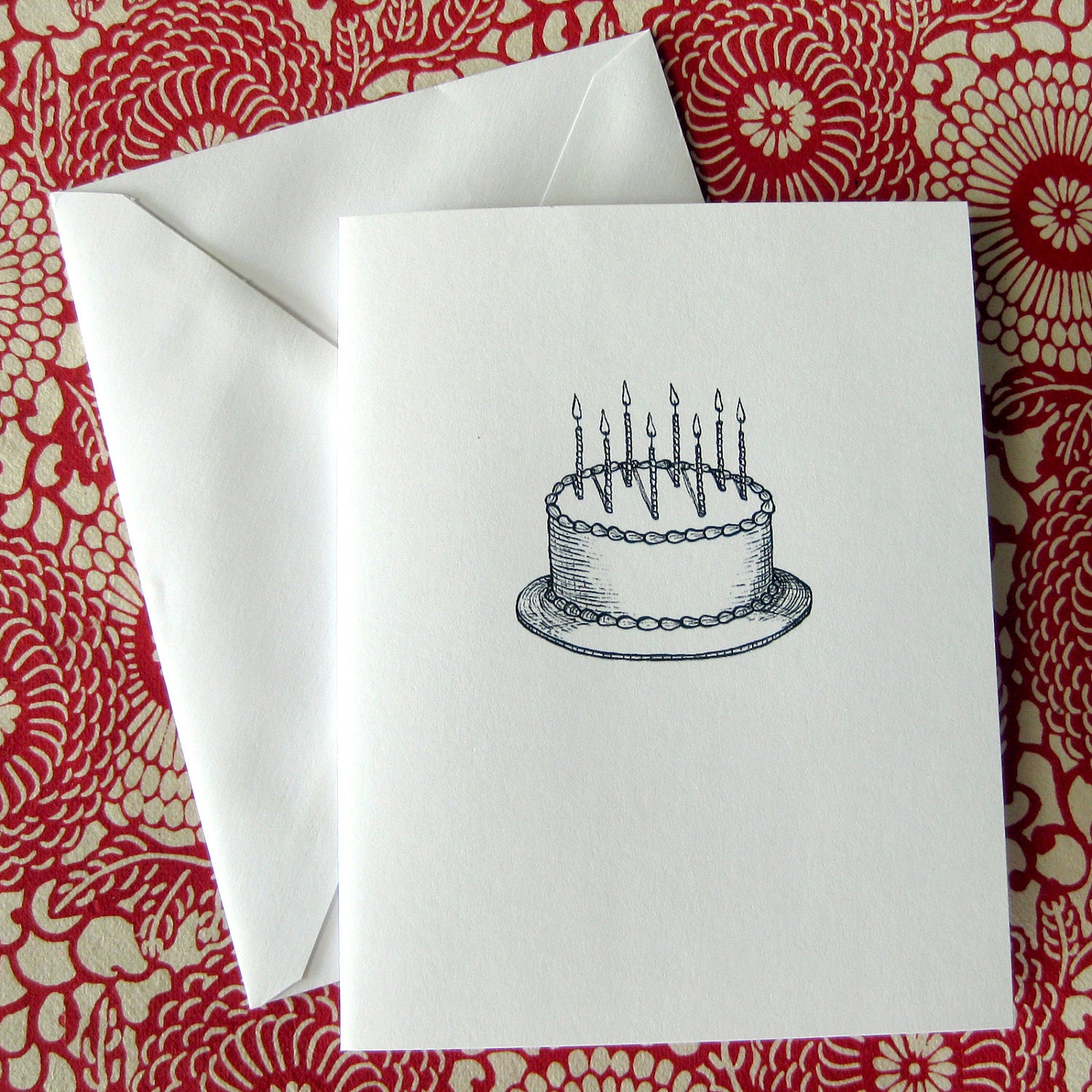 Birthday Cake with Candles Illustration Note Card