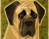 English Mastiff Print by John W. Golden - Print 8 in x 10 in - Whimsical Dog Art Print - Dog Wall Decor - Dog Wall Art - English Mastiff Art