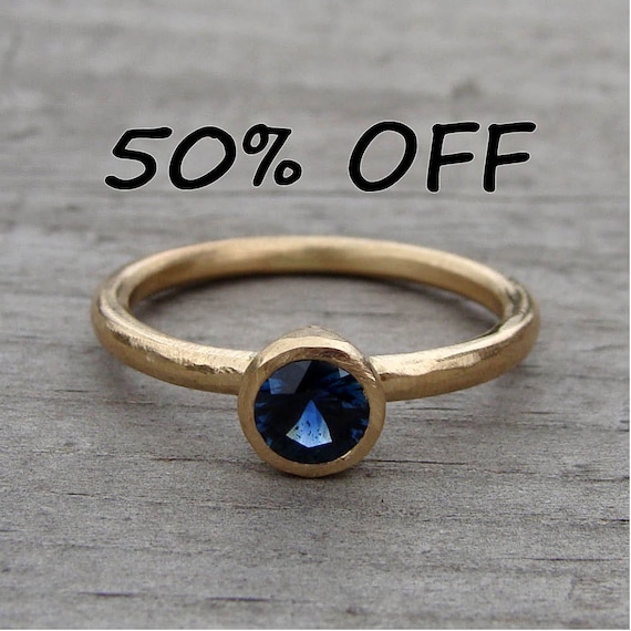 CLEARANCE - Fair Trade AAA Australian Sapphire and Recycled 14k Yellow Gold Ring, Size 7.5