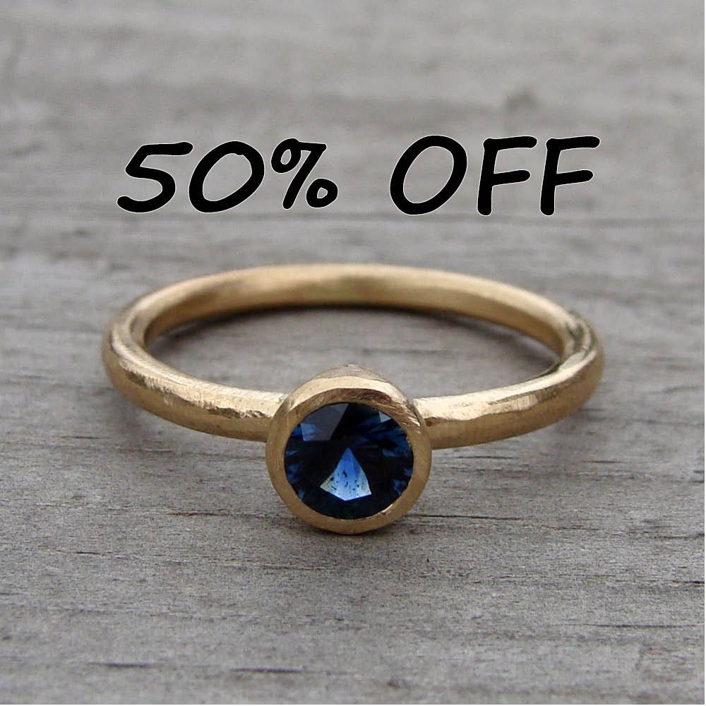 CLEARANCE - Fair Trade AAA Australian Sapphire and Recycled 14k Yellow Gold Ring, Size 7.5